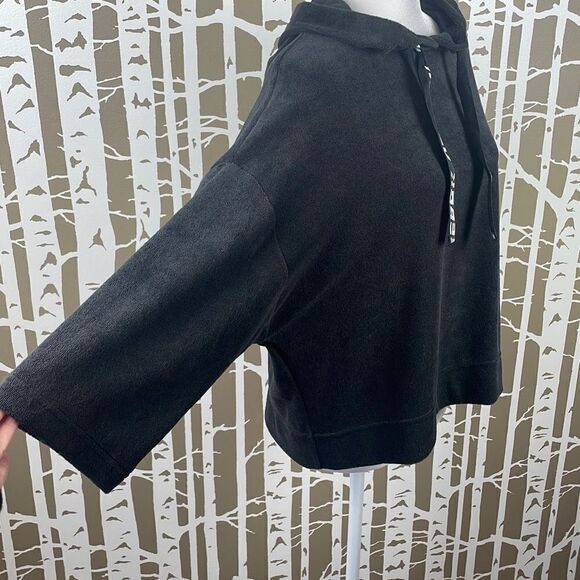 Reebok Terry Cloth Dolman Cropped Sleeve Hoodie - Picture 3 of 11